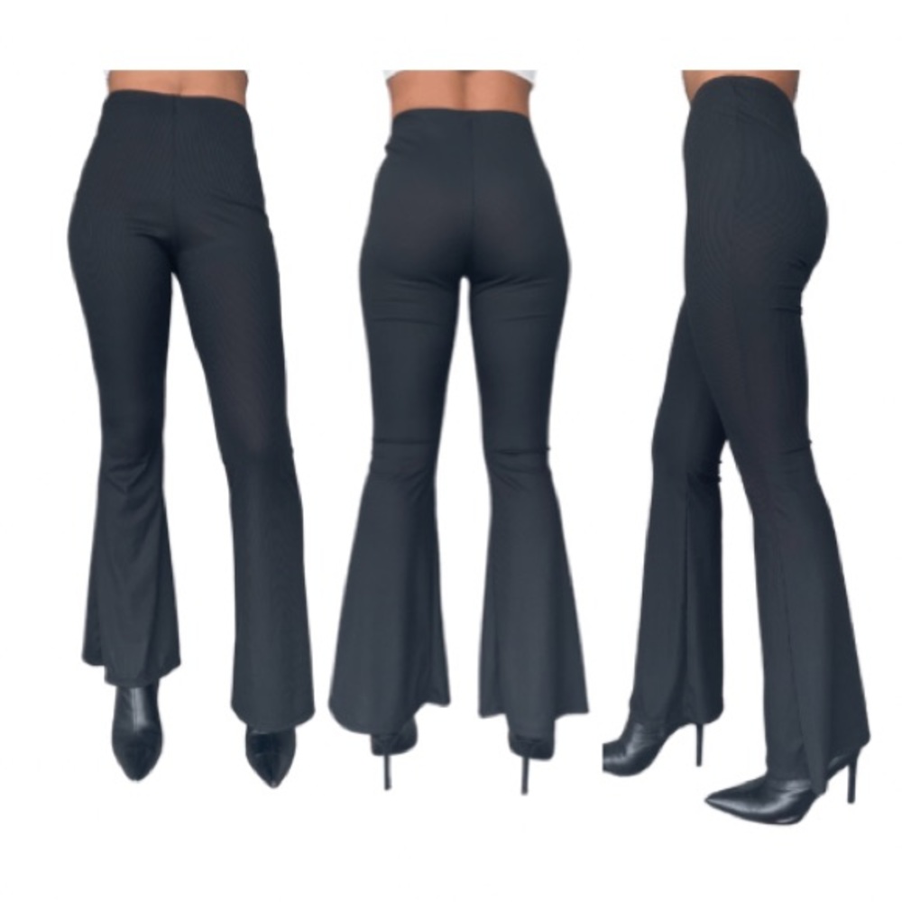 Black Elastic Waist Flare Pants from Love Culture